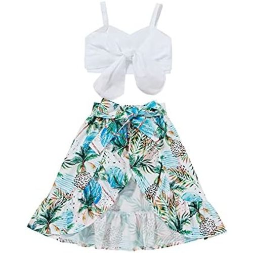 Tiny Cutey Toddler Baby Girl Clothes Ruffle Crop Top +Boho Floral Skirt Summer Dress Outfit Two Piece Set