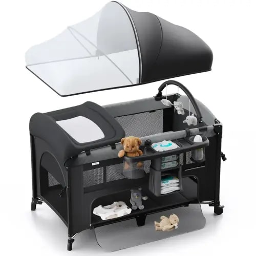 BabyBond Baby Crib 5 in 1 Foldable Baby Bassinets Bedside Sleeper,Large - TikTok Shop