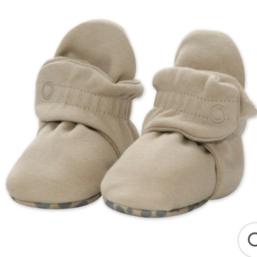 Zutano Cotton Gripper Stay-On Baby Bootie Slipper - Khaki