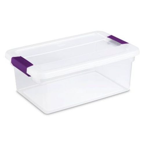 Sterilite 15qt Clear View Storage Bin With Latch Purple