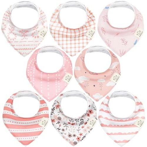 KeaBabies 8pk Organic Baby Bandana Bibs for Drooling and Teething (Sweet Charm)