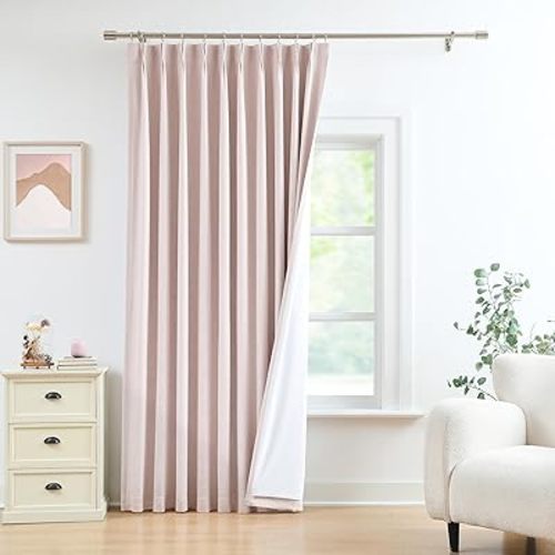 WEST LAKE Pink Bailey Pinch Pleated Blackout Curtains with Liner 84 Inches Long,Modern Textured Drapes with Backtabs Hooks,Thermal Insulated Window Treatment for Bedroom Living Room,60"Wx84"L,1 Panel