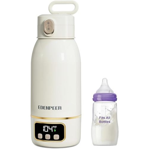 Portable Bottle Warmer for Travel, Fast Baby Bottle Warmer Portable with Precise Temperature Control, 17 OZ Milk Warmer, Leak-Proof Cordless Breastmilk Warmer, Fits Most Baby Bottles for On the Go