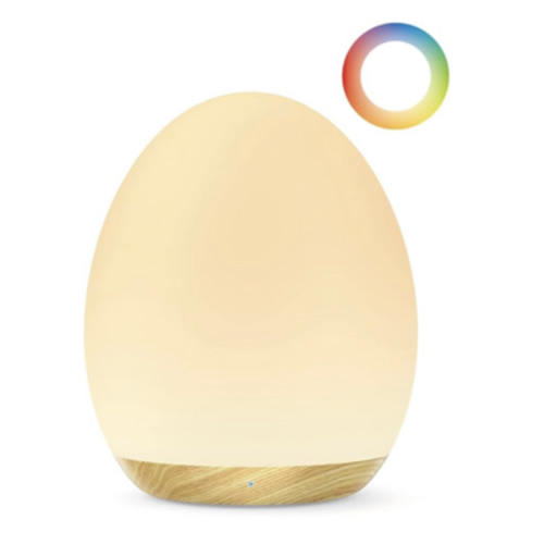 JolyWell Night Light for Kids, Baby Egg Light with 7 Colors Changing Mode & Stepless Dimming, Nursery Night Lamp BPA Free,Rechargeable Egg Night Light for Breastfeeding 1h Timer & Touch Control, Wood
