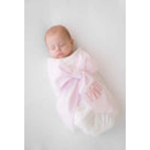 Bow Swaddle ® - Pink Savannah Seersucker