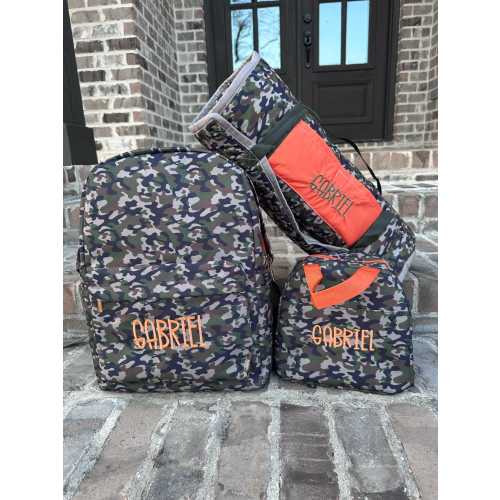 Jane Marie, One with the Woods Camo Backpack,Personalized School Bag, Book Bag, Embroidered Name, diaper bag, Preschool Bookbag, Best Seller