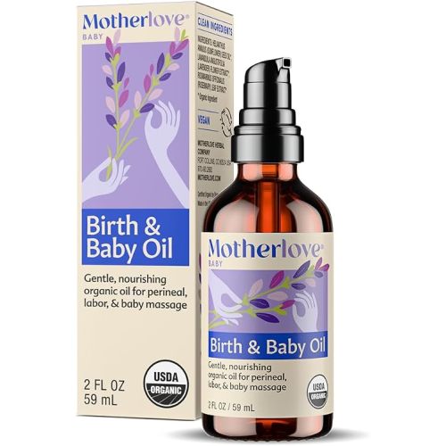 Motherlove Birth & Baby Oil (2 oz) Gentle Lavender-Infused Oil for Perineal, Labor & Baby Massage—USDA Organic, Vegan, & Cruelty Free