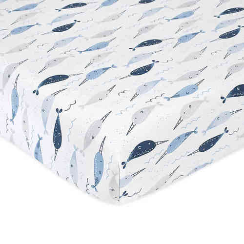 just born® Dream Ombre Narwhal Fitted Crib Sheet in Blue