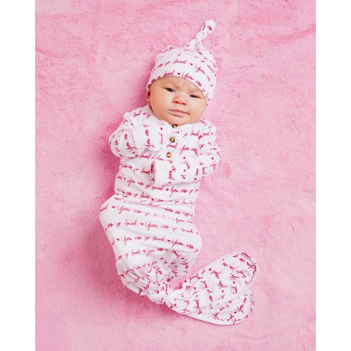 You Are So Loved Knotted Gown & Beanie Set