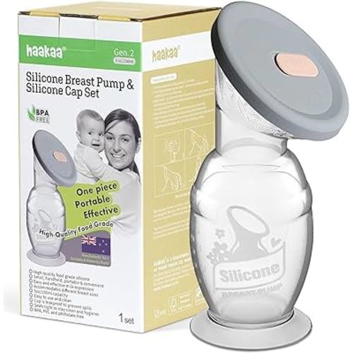 haakaa Silicone Breast Pump & Silicone Cap 5oz/150ml