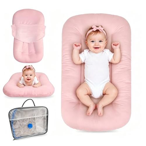 Baby Lounger 0-24 Months Newborn Infant Cotton Floor Seats Support Cushion (Pink) | baby shower gifts