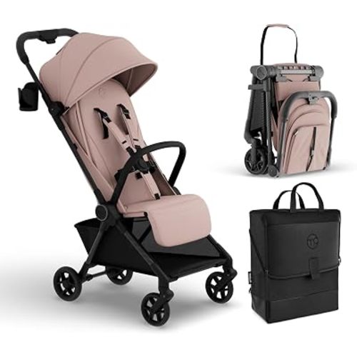 Mompush Nexis Carbon Fiber Travel Stroller with Travel Bag Carry-On, Pink
