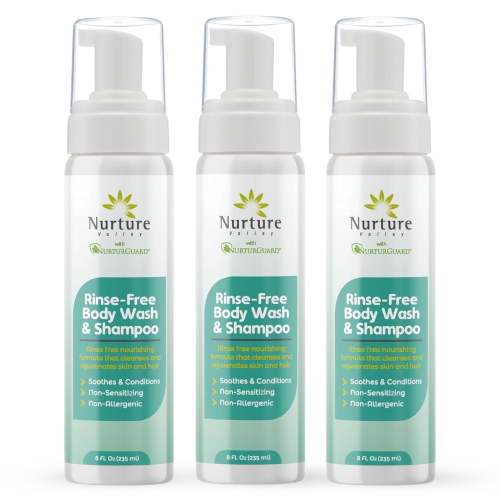 Nurture Valley Nourishing Rinse-Free Body Wash & Shampoo, Aloe Vera, Hydrates & Soothing, 8 oz, 3-Pack
