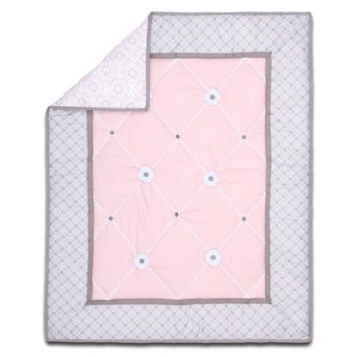The Peanutshell Princess Baby Crib Bedding Set, Pink/Gray - 3pc