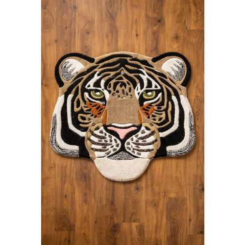 Handmade Tufted Wool Tiger Rug, Lion Inspired Big Cat Carpet, Statement Decor