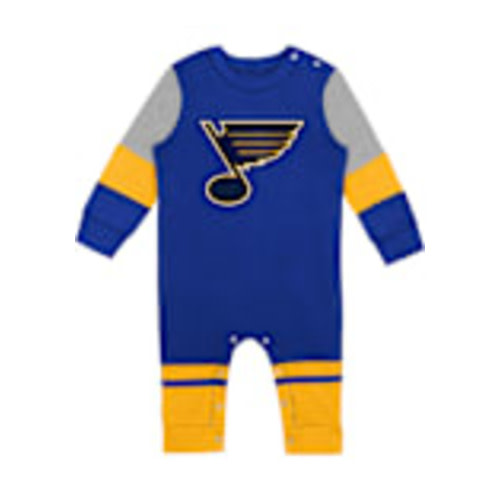St Louis Blues Baby BLUE Intense Goalie Long Sleeve Romper - 133416578