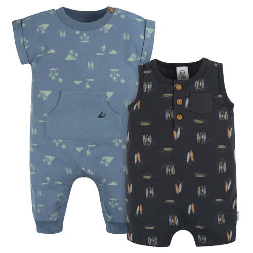 Gerber Baby Boy Rompers, 2-Pack, Sizes Newborn - 24 Months