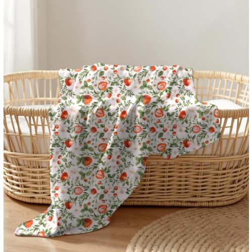 Muslin Cotton Swaddle Blanket in Strawberry Fields