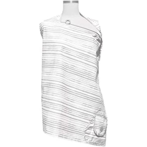 Boppy Nursing Cover for Breastfeeding, Gray Watercolor Stripes, Apron Style with Storage Pocket, Rigid Neckline to See Baby While Feeding, and Breastfeeding or Pumping