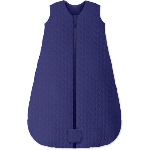 Unnivoll Baby Sleep Sack 0-6 Months TOG 2.5 Winter Baby Wearable Blanket, 100% Cotton Fabric Newborn Infant Sleeping Sack 2-Way Zipper Quilted Baby Sleep Bag, Warm Soft Navy Blue