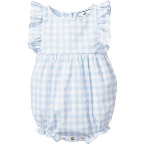 Gingham Ruffle Trim Cotton Blend One-Piece Pajamas, 3-6M