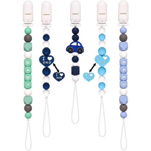 5 Pack Pacifier Clips, Binky Holders for Baby (Multicolor 9)
