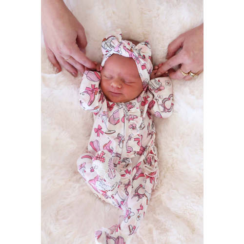 Rodeo Dreams Ruffle Zipper Footie | Pink