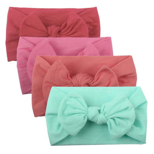 Headbands For Baby Girls Handmade Baby Headbands Soft Stretchy Nylon Hair Bands with Bows for Newborn Infant Baby Toddler Girls- Pack of 6