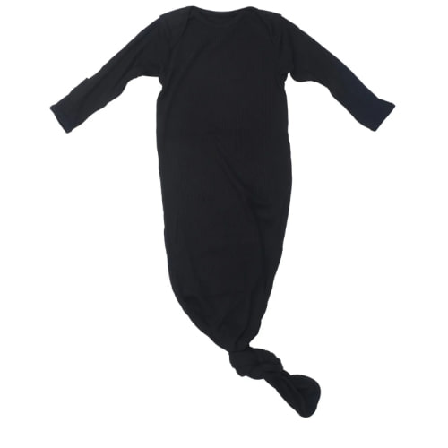 Black Ribbed Knotted Baby Gown