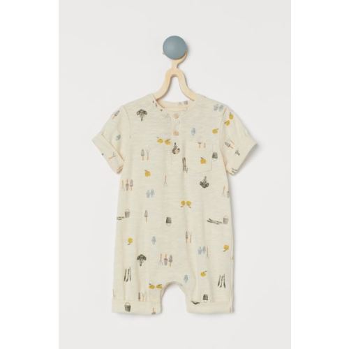 Cotton Romper - Natural white/patterned - Kids | H&M US