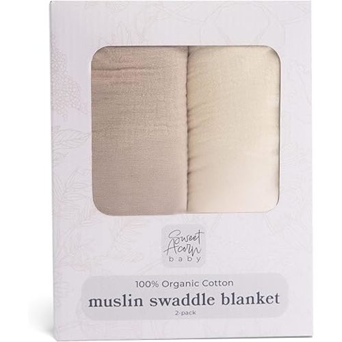 Muslin Swaddle Blanket – Soft Cotton Muslin Baby Blanket for Newborns, Infants, and Toddlers, All-Season Comfort Baby Essential - Grey, White