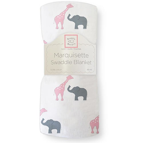 SwaddleDesigns Marquisette Swaddle Blanket - Safari Fun - Pink