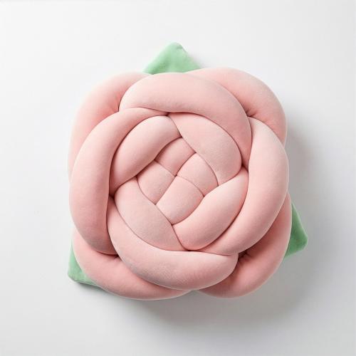 Pink — Handwoven Velvet Rose Flower Knot Plush Pillows, Gift for Wedding, 3D Flower Cushion, Cottagecore Decor, Unique Housewarming Gift