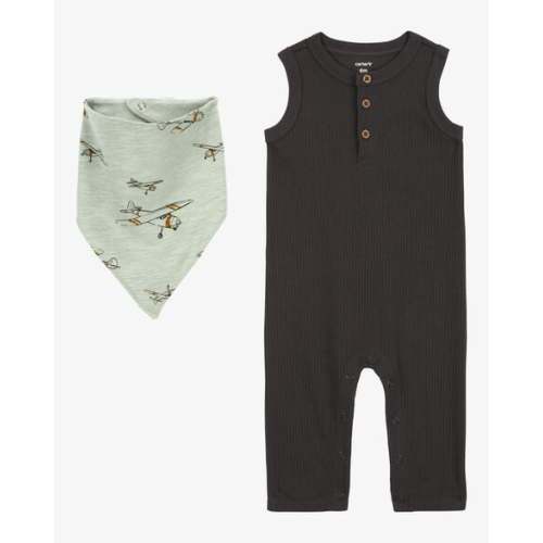 Baby 2-Piece Drop Needle Jumpsuit & Bandana Bib Set - Carter's | Carter's