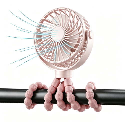 qolami Portable Stroller Fan, Mini Clip On Fan with 360° Rotate Flexible Tripod, 3 Speeds Battery Operated Personal Small Handheld Fan for Bike Treadmill Travel Camping