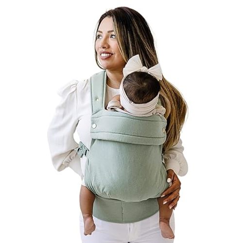 Ava & Oliver Essential Baby Carrier – Ergonomic, Hip-Healthy Soft Structured Carrier for Infants & Toddlers (7–35lbs) - Front and Back Carry, Breathable Fabric, Stylish & Lightweight (Olive Checker)
