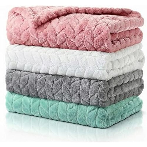 Frienda 4 Pcs Baby Fuzzy Blanket Fluffy Baby Blanket for Boys Girls Soft Warm Infant Newborn Toddler Receiving Nursery Bed Supplies, 32 x 24 Inch(Cute Color)