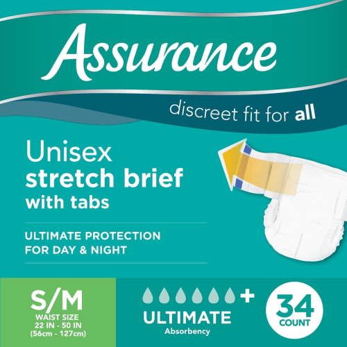 Unisex Stretch Briefs with Tabs, S/M, 34 Count