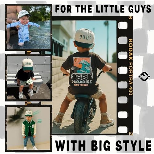 Funky Junque Premium Kids Trucker Hat Vintage Snapback Baseball Cap - Toddler Designs, Infant Sizes