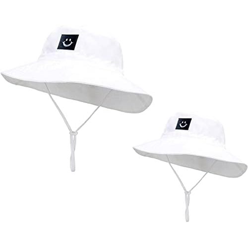 2Pcs Parent-Child Sun Hat,Smile Face UPF 50+ Toddler Bucket Hat for Mother&Baby Boys Girls Beach Hat