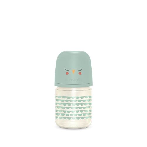 Suavinex Bonhomia Glass Baby Bottle with SX PRO Silicone Nipple, Anti Colic Baby Bottles, Baby Bottles for Breastfed Babies, Slow Flow, 0mo, 4oz, Mint