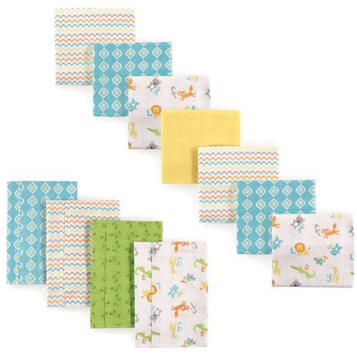 Luvable Friends Infant Boy Cotton Flannel Burp Cloths and Receiving Blankets, 11-Piece, Abc, One Size