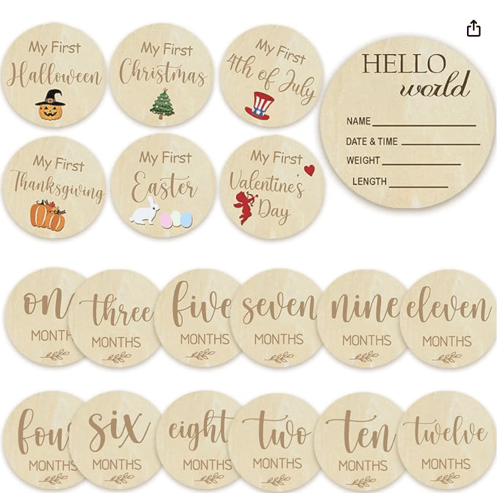 Baby Monthly Milestone Cards - My First Holiday Milestone | Baby Announcement Sign & Celebration Board | Hello World Sign | Milestone Photo Cards | Perfect Newborn Gift & Keepsake