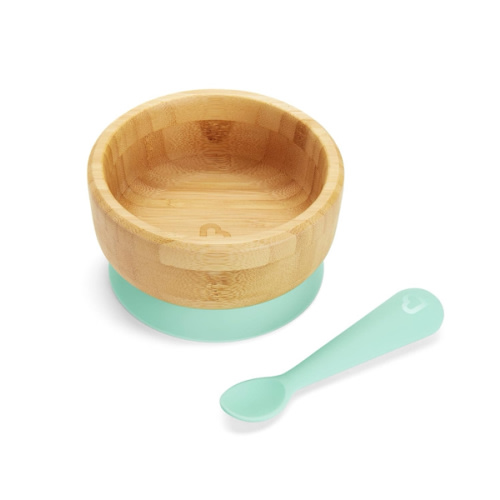Munchkin® Bambou™ Suction Bowl and Silicone Spoon for Babies and Toddlers, Non-Toxic Bamboo