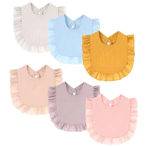 XIMIN 6 Pcs Baby Muslin Bibs Drool Bandana Soft Baby Cotton Bibs for Baby Girl Boy Toddlers Teething Bib Set Soft Drooling Teething Cloth Bibs for Kids