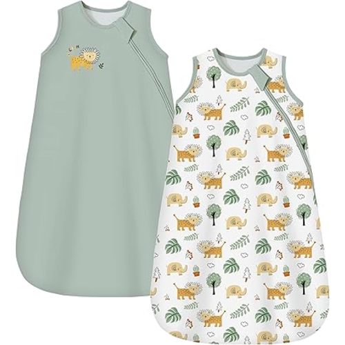 Chilsuessy Baby Sleep Sack 0-6 Months 1.0 TOG, 100% Cotton Baby Wearable Blanket with 2-Way Zipper, Infant Toddler Sleeping Sack for Newborn Boys and Girls