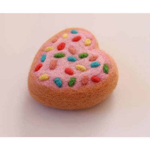 Strawberry Sprinkle Heart Donut - Felt Pretend Play Food