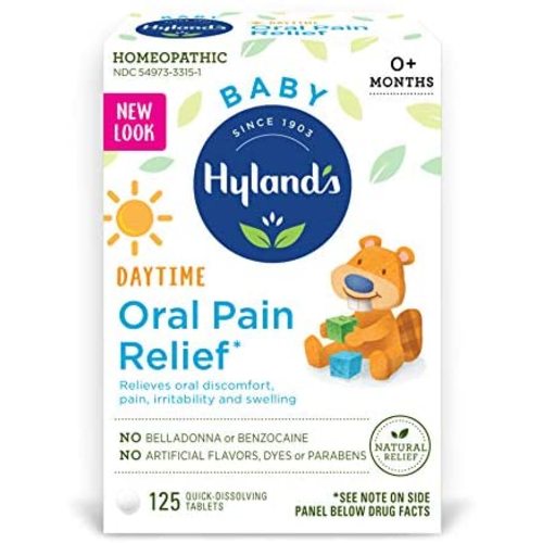 Hyland's Baby Oral Pain Relief Tablets with Chamomilla, Soothing Natural Relief of Oral Discomfort, Irritability, and Swelling, 125 Count