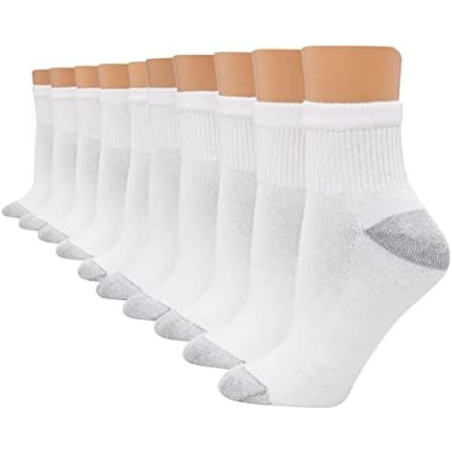 Hanes Women's Ankle, Moisture-Wicking Socks for Women, Cushioned Athletic Ankle Socks, 10-Pack
