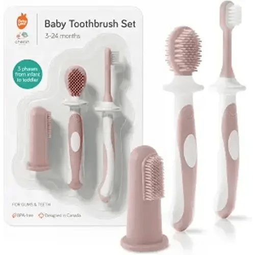 Cherish Baby Care Baby Toothbrush Set 0-2 Years - Silicone (Rose Pink)
